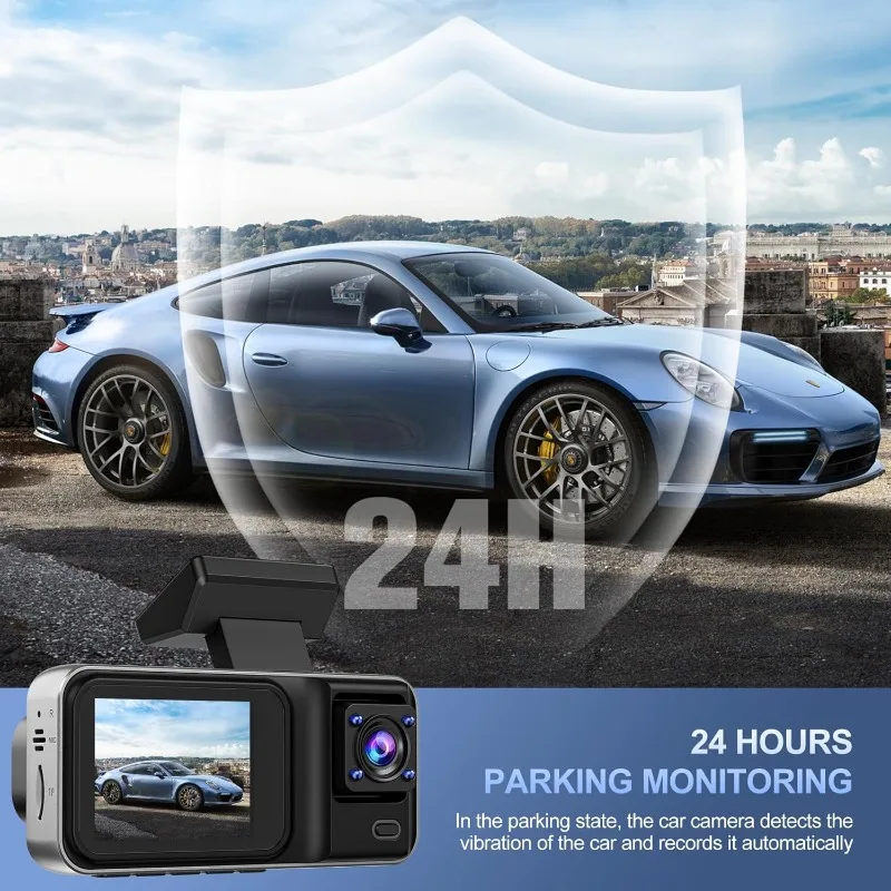 3 Channel 4K Dash Cam,Dash Camera for Cars with 64GB SD Card,4K+1080P+1440P Dash Cam Front and Rear Inside,24 Hours Parking Mode