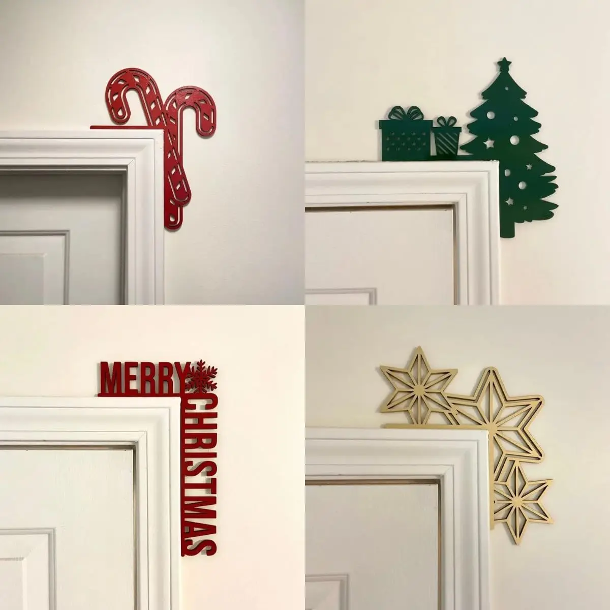 New Wooden Christmas Door Toppers Decor 8 Inch Top Door Frame Corner Sign Decorations Funny Xmas Home Party DIY Decor Ornament image 4