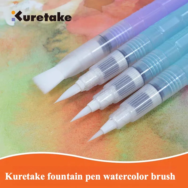 

Японская кисть-ручка Kuretake для акварели, кисть с резервуаром для воды для художественной живописи, специальная ручка для водорастворимых цветов и твердых пигментов.