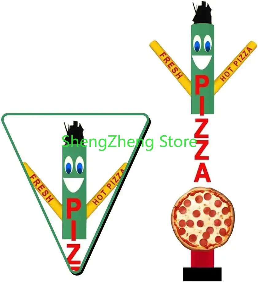 1Pcs 18ft Tall Pizza Air Inflatable Tube Man Dancer with Pizza Sign Delicious Fresh Tubeman （Blower Not Included）