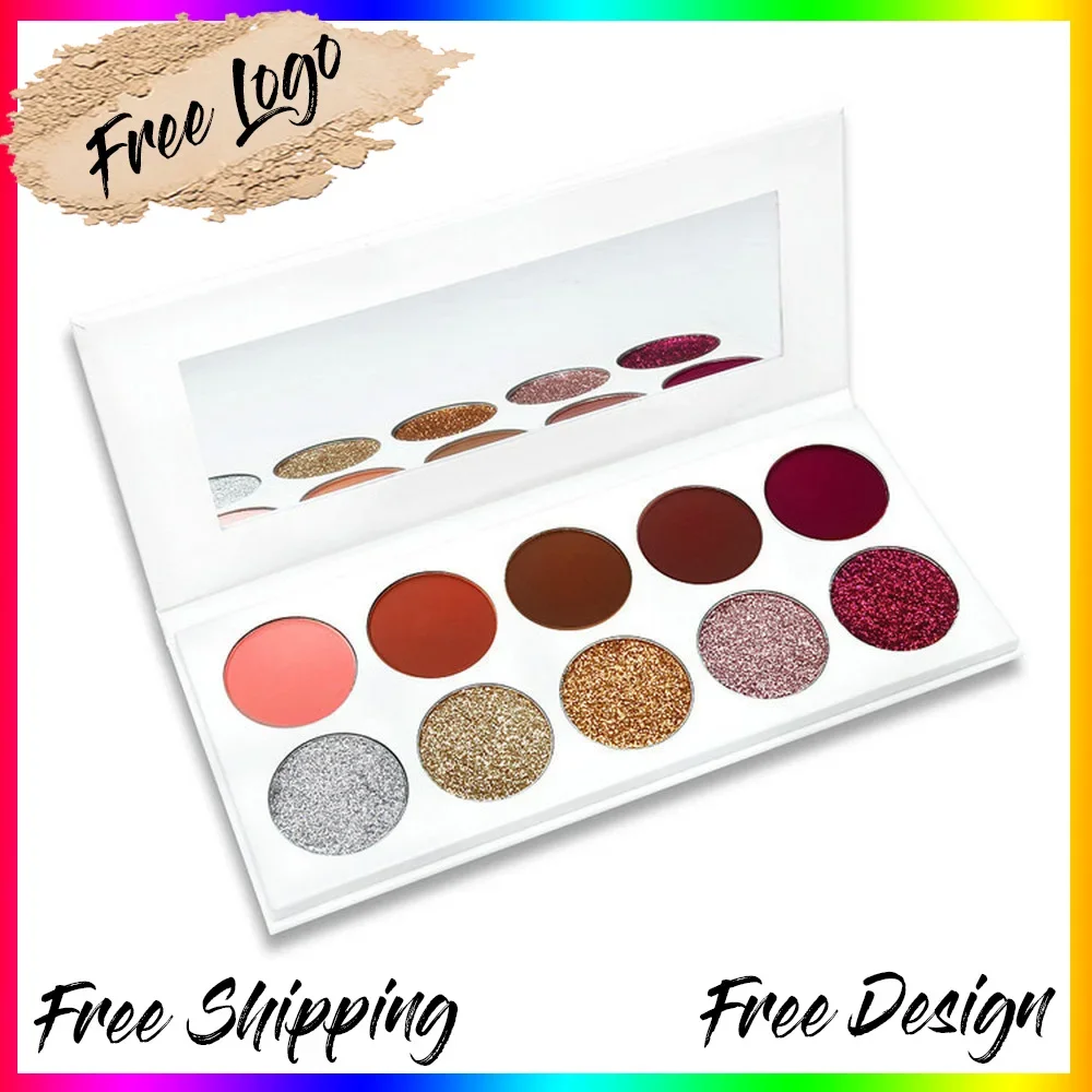 10 Colors Vegan Eyeshadow Palette Private Label Glitters Eye Shadow Makeup Wholesale Custom Logo