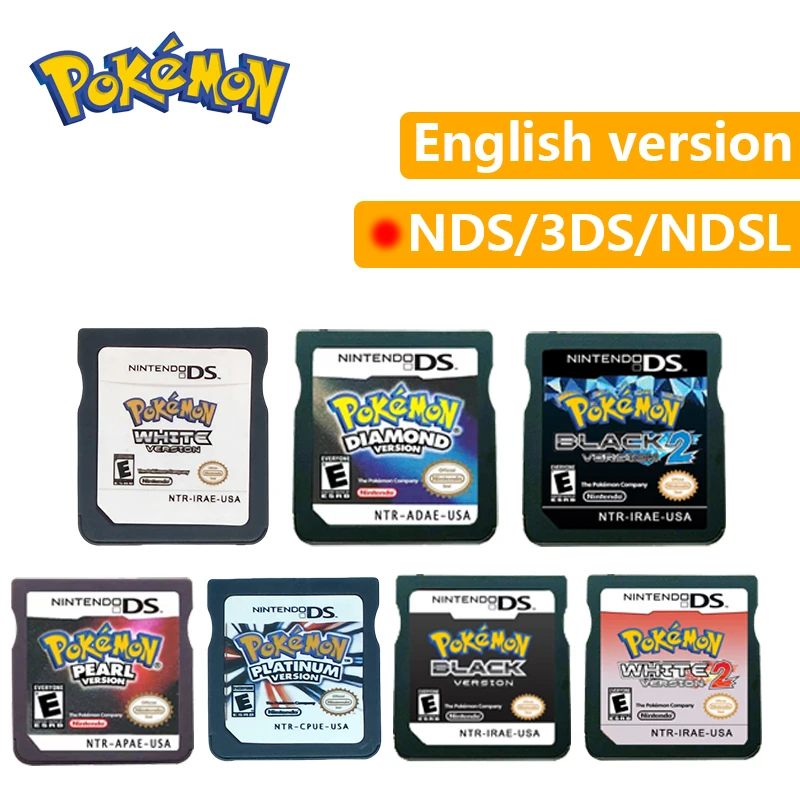 

Pokemon DS 3DS NDSi NDS Lite Game Card Gold Heart Silver Soul Gold/Silver/Platinum/3in1 Video Game Console English US Version