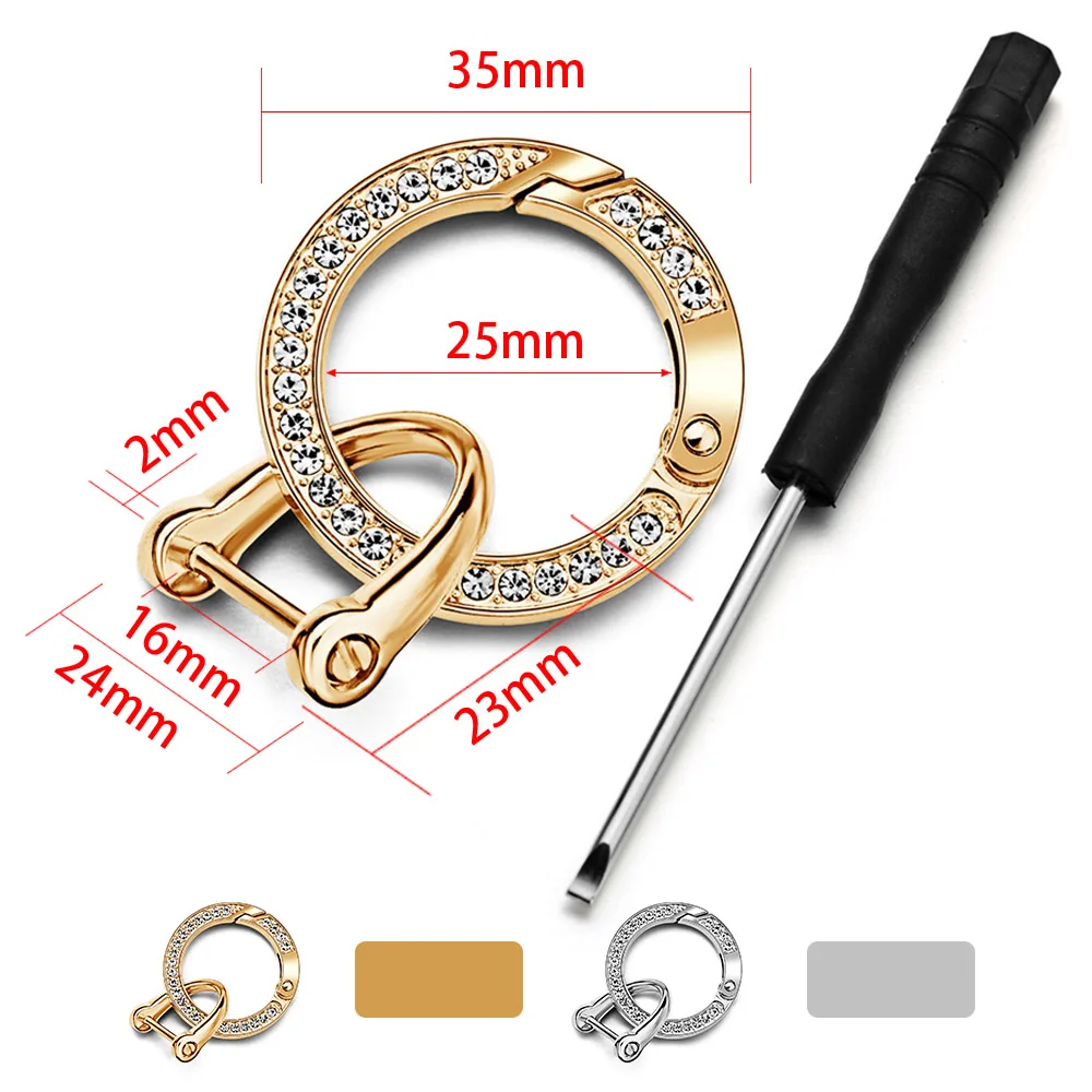 Cute Rhinestones Keychain Crystal O Ring Spring Keyfob Stirrup Luxury Keyring Metal Connecting Buckle Key Chains Holder ZH02