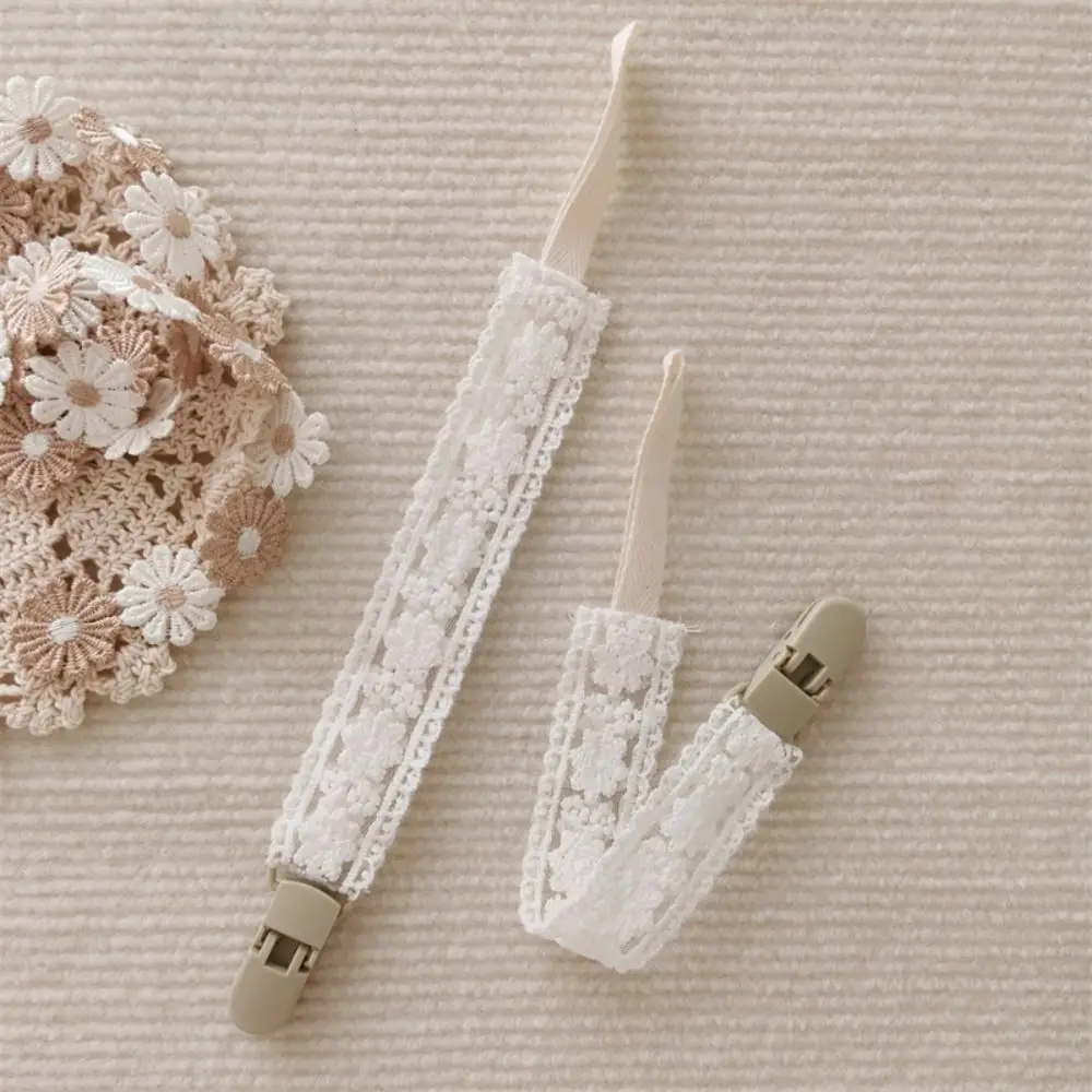 

Cute Lace Baby Cloth Pacifier Chain Adjustable Teether Toys Straps Soother Holder Dummy Clips Floral Nipple Holder Clips Baby