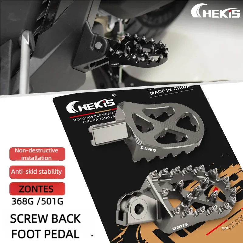 

Chekis Is Suitable for Zontes 368g 501g Motorcycle Modification Accessories, Non-Slip Rear Pedals, Cnc Aluminum Alloy Off-Road Rear Pedals, Passenger Pedals Accessories