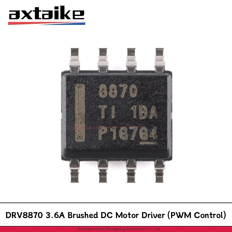 

10PCS DRV8870DDAR SOP-8 8870 SMD DRV8870 3.6A 6.5V-45V Brushed DC Motor Driver PWM Control IC HSOP 8Pin