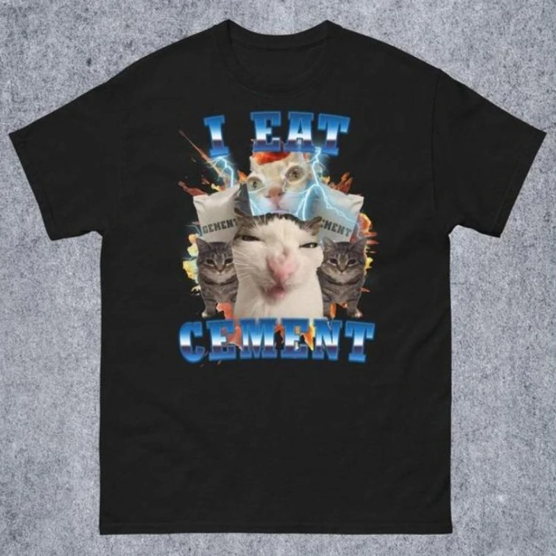 

Weird Cat Meme Graphic Tee I Eat Cement T-Shirt Funny Internet Humor Shirt for Men Women Teens 2025 Gift Idea