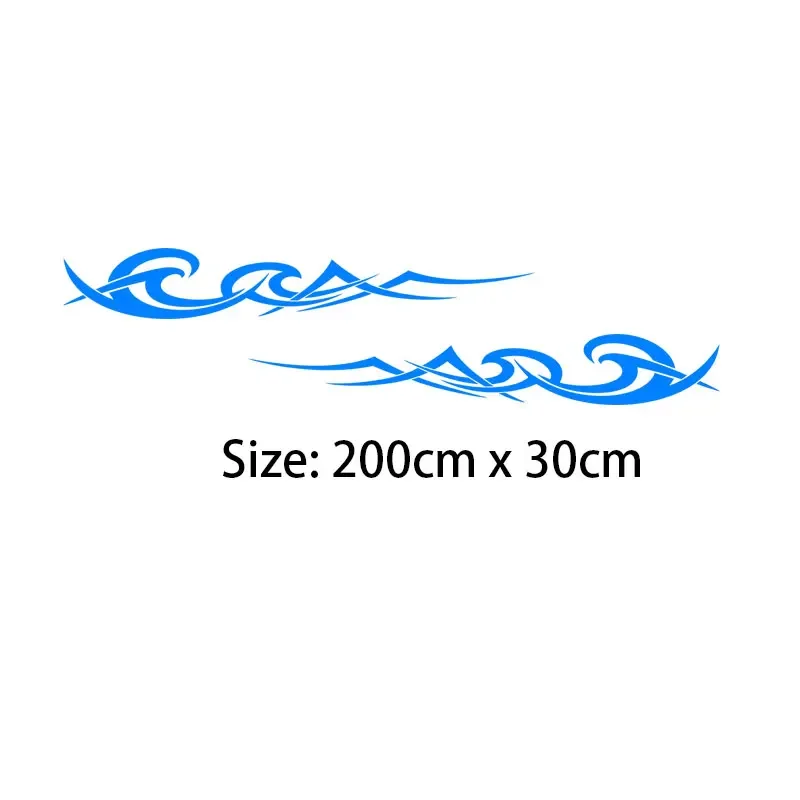 EARLFAMILY 200cm x 30cm 2x Waves Stripe Car Stickers Caravan Motorhome Camper Van Vinyl Graphics RV Decals Car Wrap