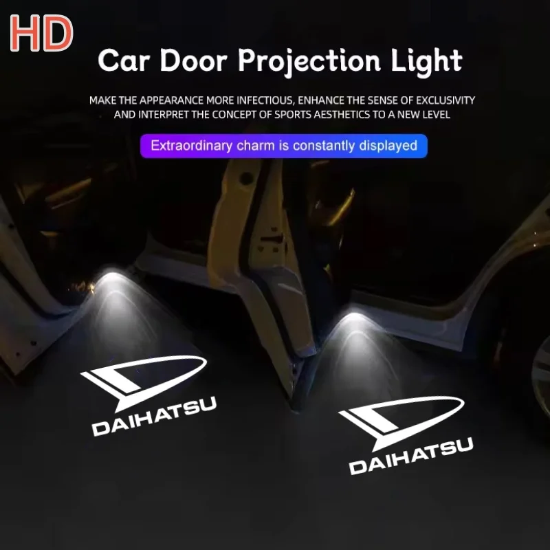 Projetor de Logo LED para Porta de Carro, Luz de Boas-Vindas LED, Luz de Sombra Fantasma para Daihatsu Terios Mira Copen Charade Rocky YRV Feroza