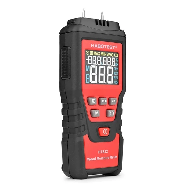 HT632 الخشب مقياس الرطوبة جدار جهاز اختبار المياه مقياس الرطوبة الرقمي HABOTEST اثنين دبابيس الرطوبة ملموسة الاسمنت الطوب الكاشف #1