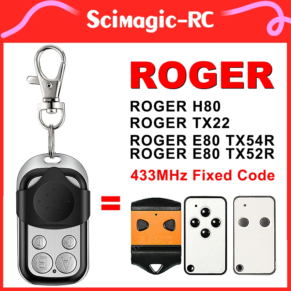 

Для ROGER H80 TX22 E80 / TX52R E80 / TX54R 433,92 МГц Гаражные ворота с фиксированным кодом Пульт дистанционного управления Ручной передатчик Брелок для ключей