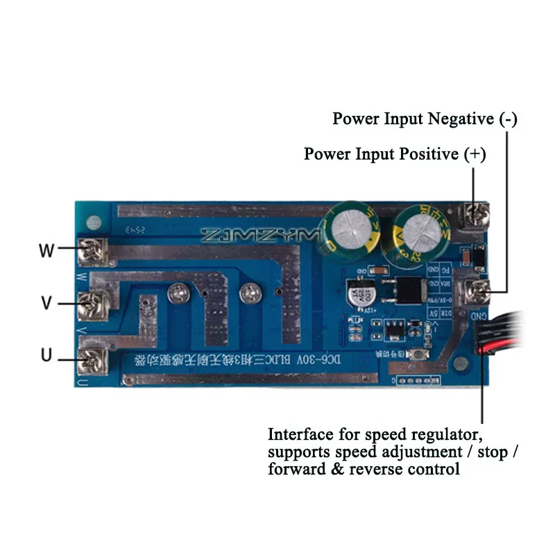 750W 3-Phase Sensorless BLDC Motor Driver DC6-30V Brushless Speed Controller with Speed Regulator Forward Reverse Brake