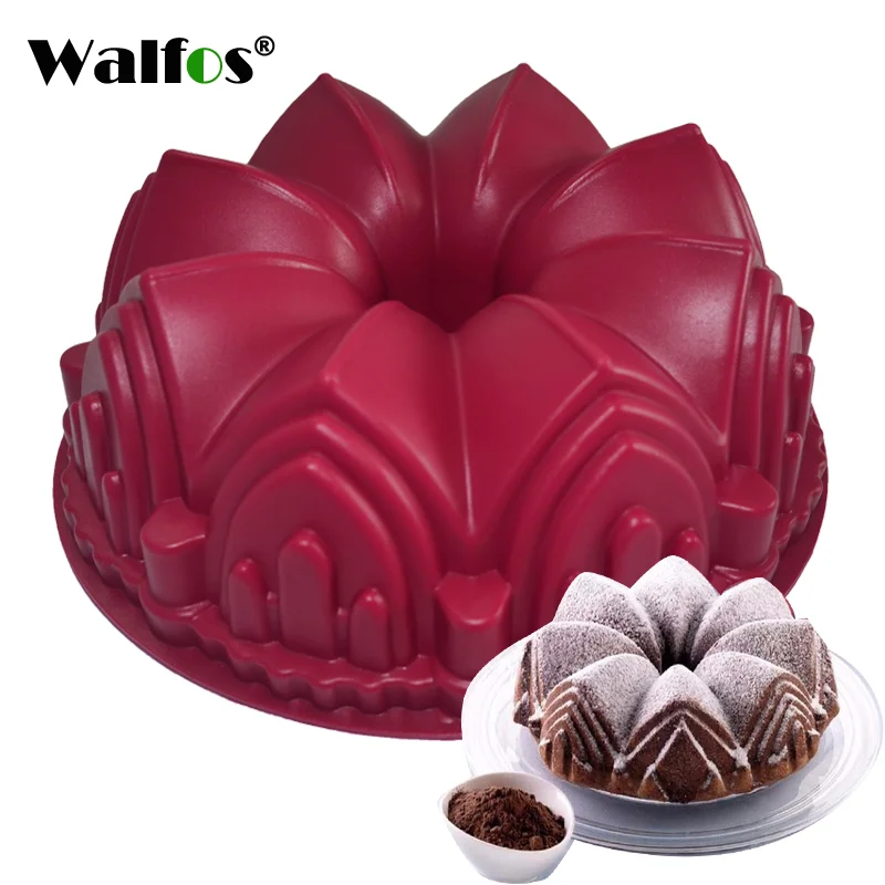 

WALFOS 1PC Big Crown Castle Silicone Cake Mold 3D Birthday Cake Pan Decorating Tools Large Bread Fondant DIY Baking Pastry Tool