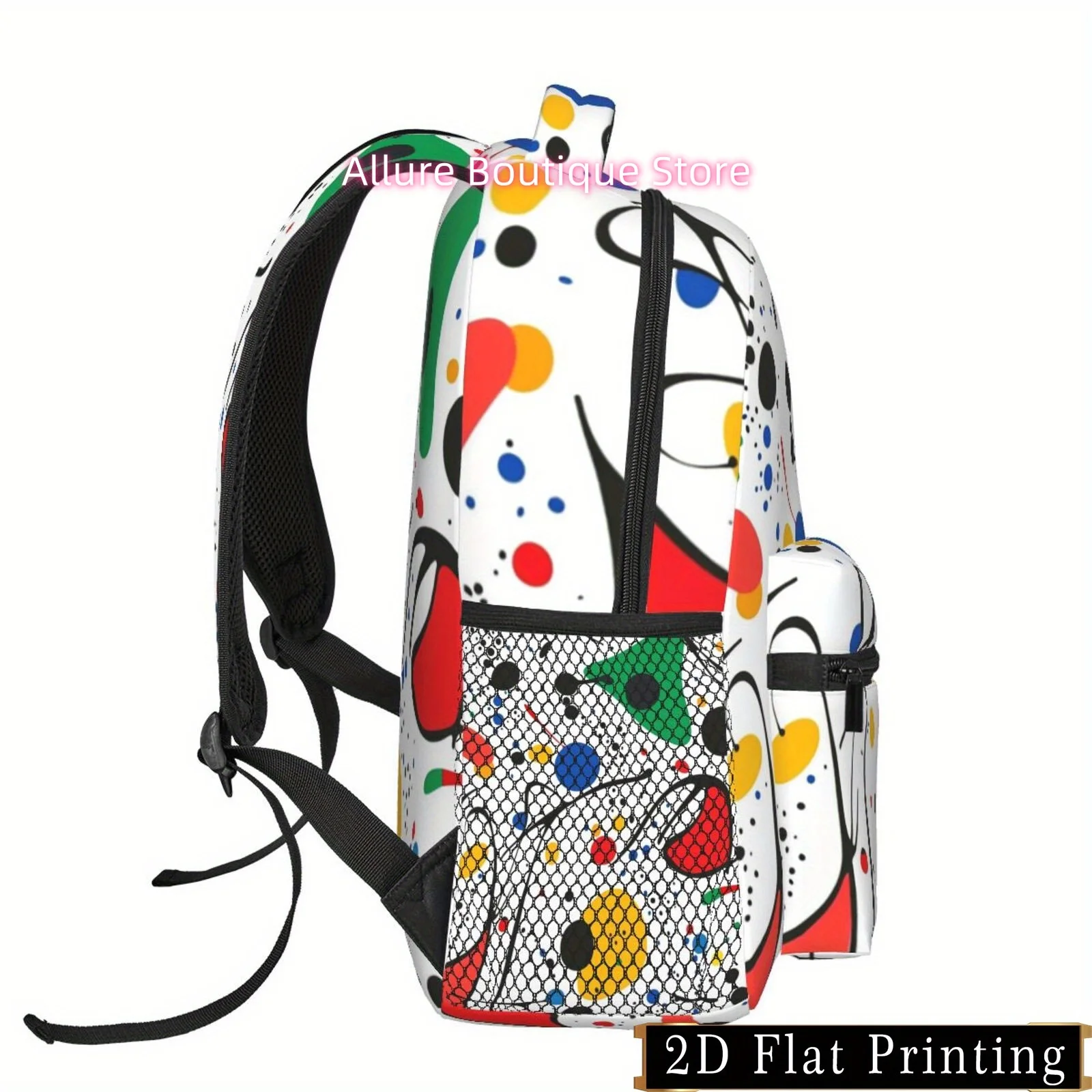 Stylish Geometric Art Print Lightweight Laptop Backpack for iPad - Large Capacity with Multiple Compartments, Adjustable Padded