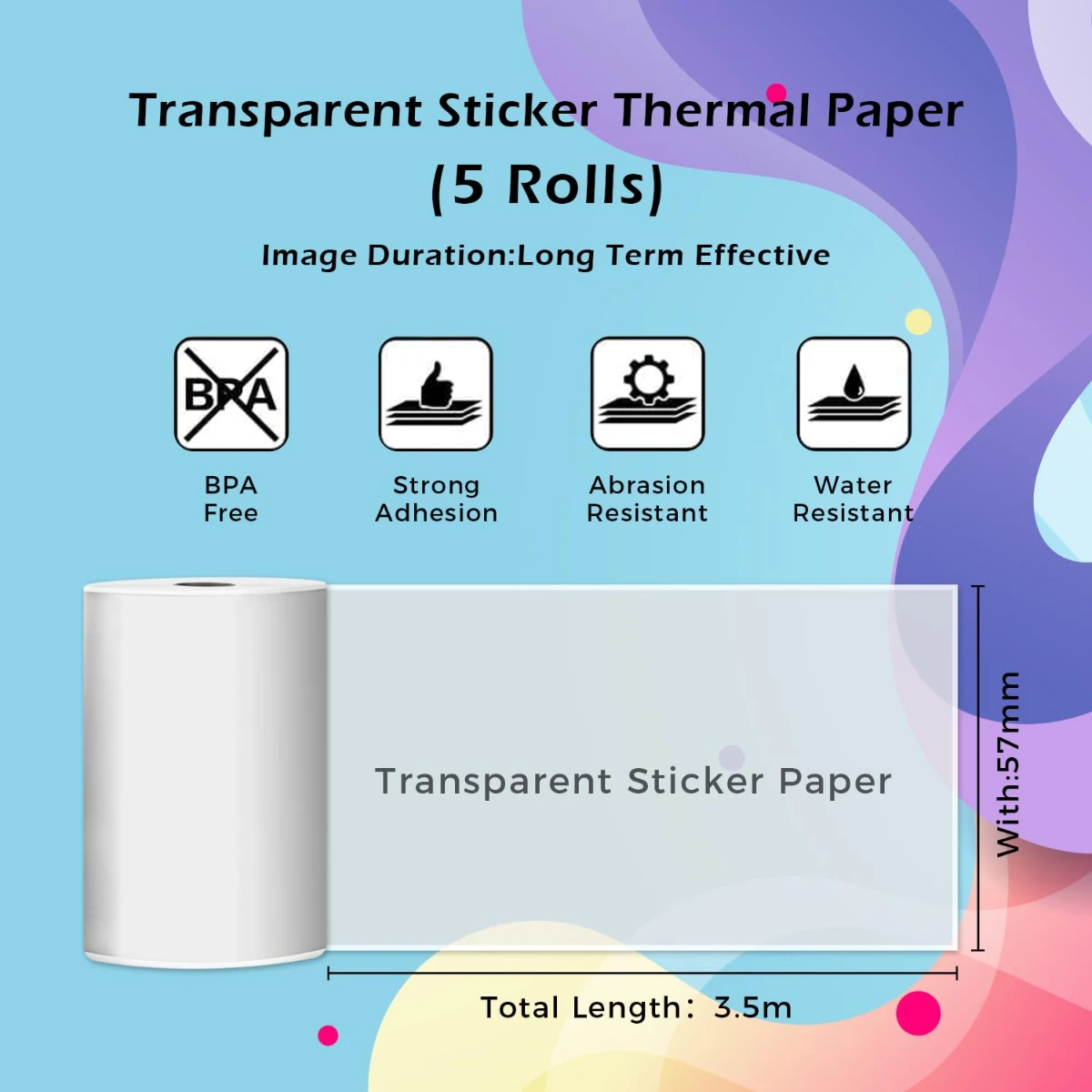 متوافق مع ورق الملصقات Phomemo - ورق حراري شفاف لـ T02/M02/M02S/P2S/M04S، ورق حراري للملصقات، مذكرة