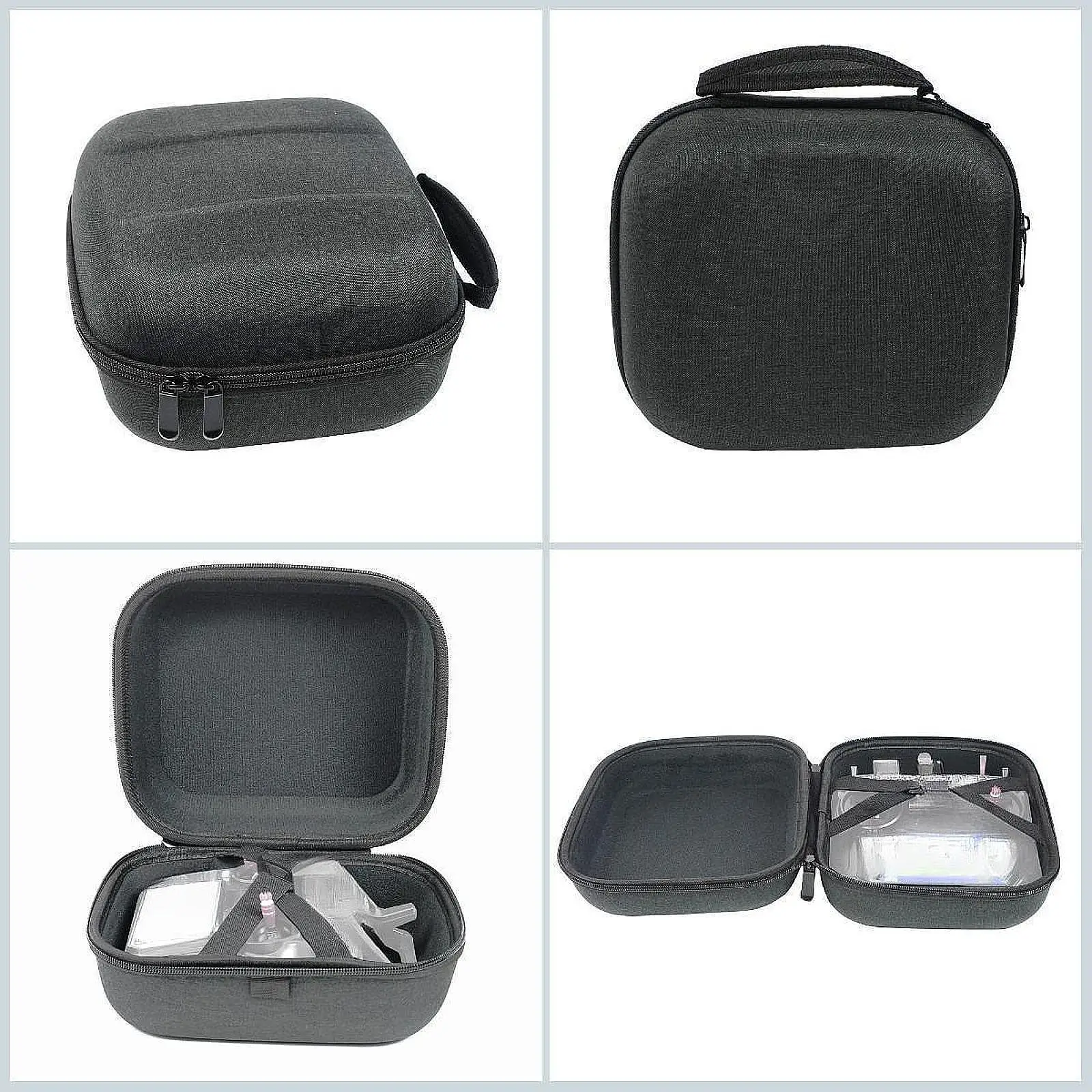EVA Hard Carrying Case Black Waterproof Versatile Portable Accessories Double Zipper Closure Spacious Professional Hardshell