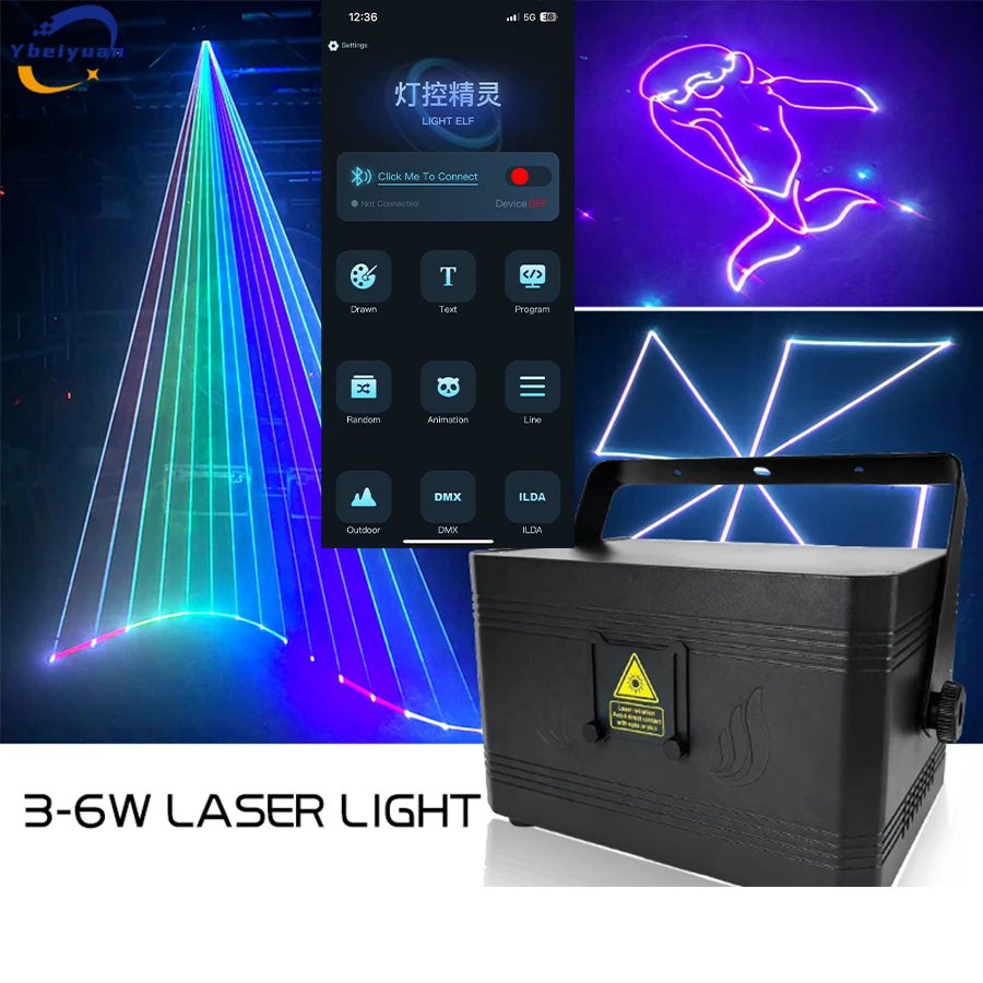 Lumière Laser RGB pour Animation Complète de Documents, avec Téléphone Portable, Bluetooth, pour ixde Mariage, Bar, DMXorgChang, ILDA, 3W, 4W, 5W, 6W