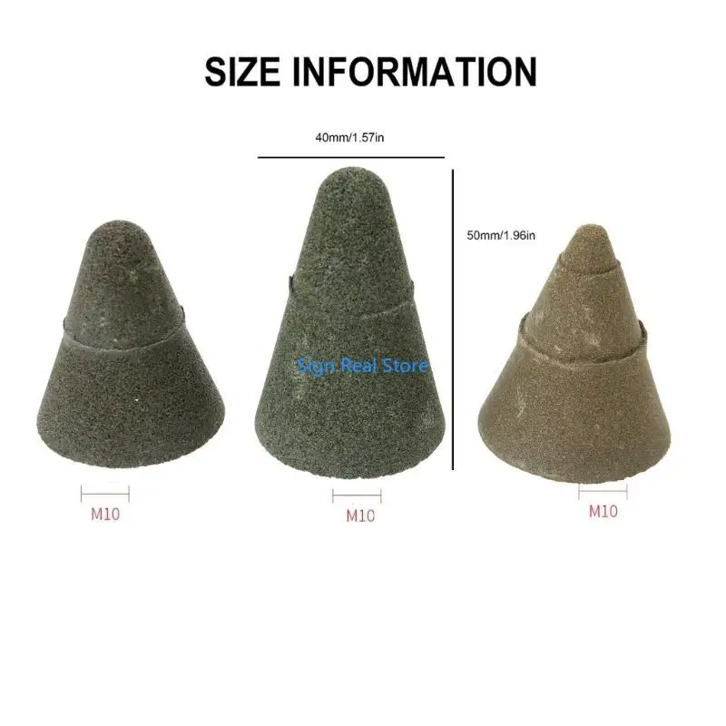 3pcs Cone Diamond Riohing Thread Polishing Head Landing Wheel 41xb
