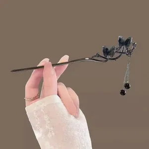 عصا الشعر شرابة على الطراز الصيني للنساء ، زهرة الفراشة ، أعواد شعر معدنية Hanfu ، إكسسوارات عتيقة ، جديد أعلى 8 مبيعات امرأة صينية عارية - No8