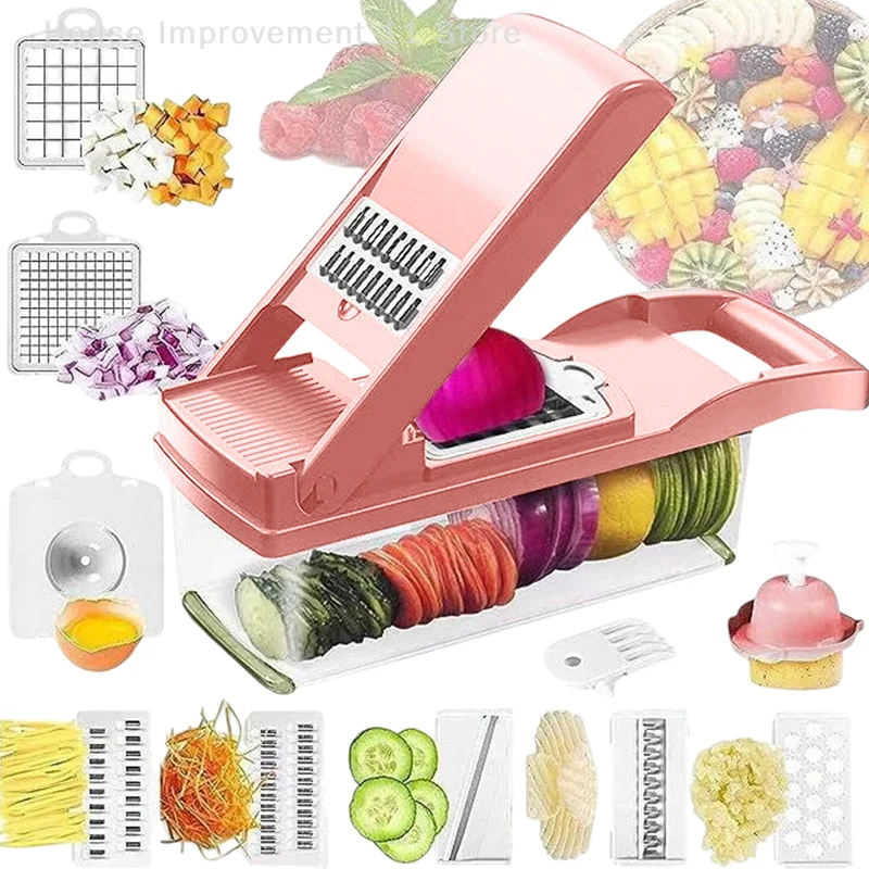 

16pcs Kitchen Vegetable Cutter Multi-Functional Home Vegetable Cutter Potato Cutter Slicer Salad Dicer Grater
