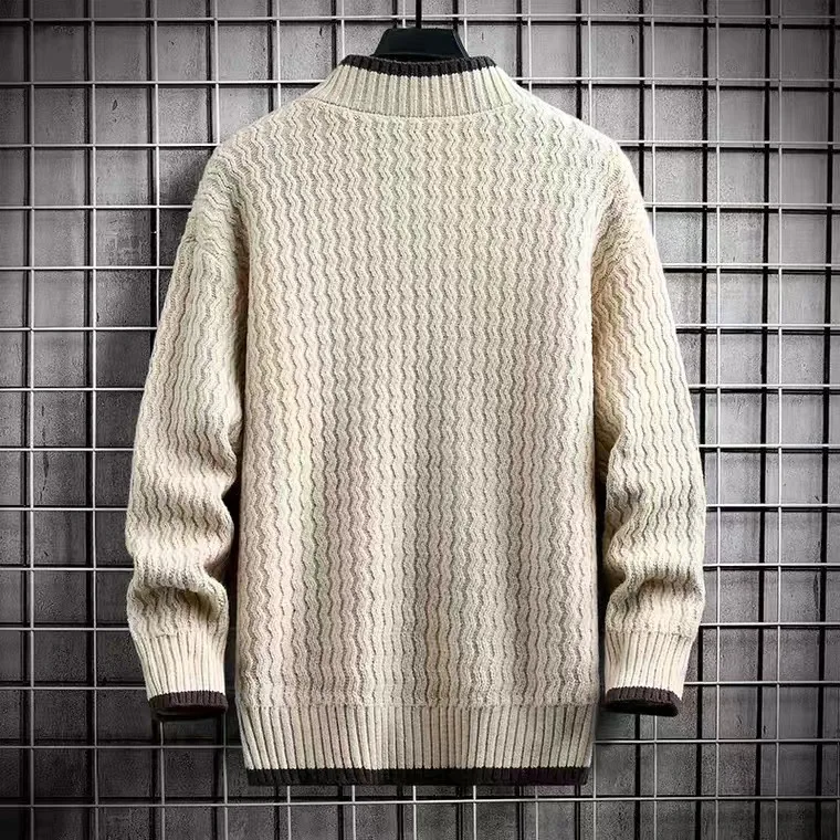 2023 New Winter Harajuku Sweater Men Casual O-Neck Pullovers High End Mens Striped Sweaters Male Thick Warm Pull Homme M-4XL