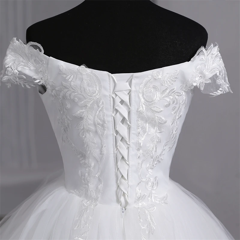 Y&M Novias Customized Plus Size White Wedding Dresses Off The Shoulder Wedding Gowns Elegant Appliques Beaded Bridal Dress