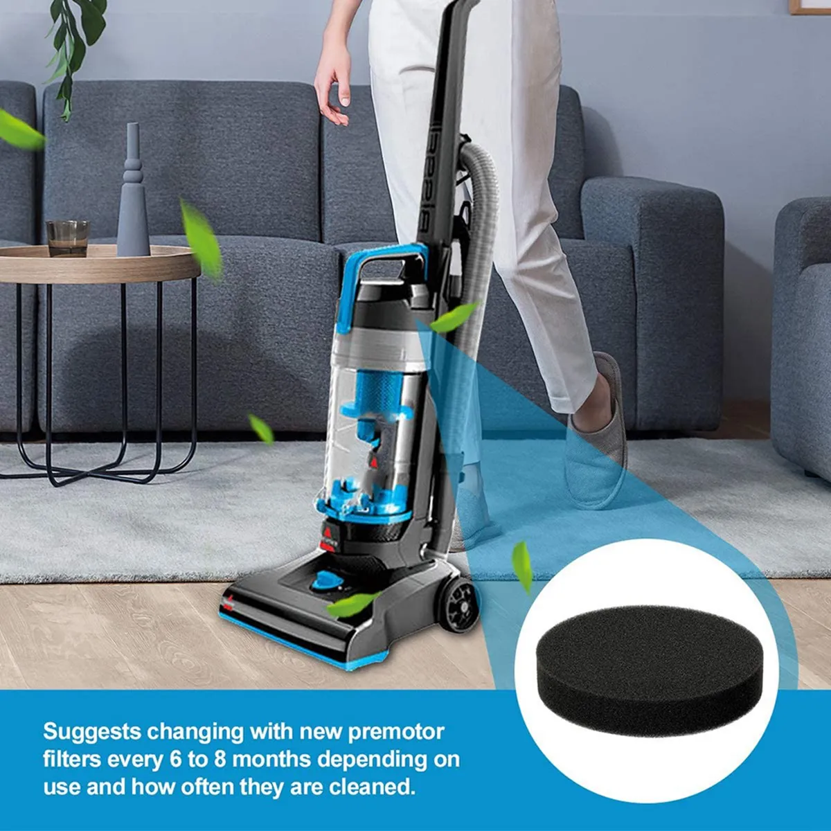 A09G-4 peças filtro pré-motor para bissell powerforce helix vácuo vertical sem saco, substituição de filtros de esponja laváveis 1608225