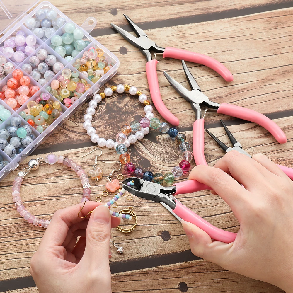 3 teile/satz Tragbare Schmuck Machen Zangen Werkzeug Nadel Runde Nase Zange Diagonal Zange für DIY Schmuck Hardware Machen Reparatur Werkzeug