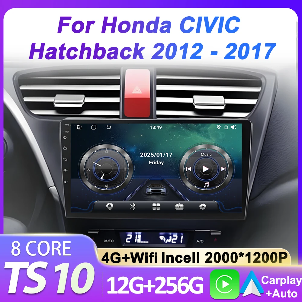 

Android 14 Car Radio Multimedia Player For Honda CIVIC Hatchback 2012 2013 2014 2015 -2017 2din Android Car Player GPS Screen BT