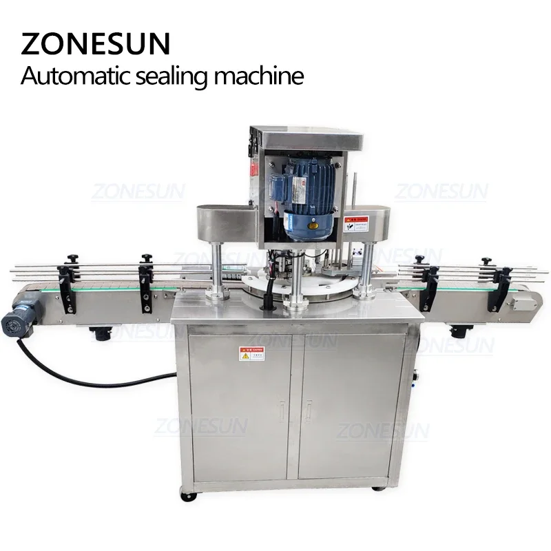 ZONESUN Automatic Round Bottle Fruit Glasses Aluminum Tin Cans Screw Plugging Capping Machine Tinplate Cover Sealing Machine