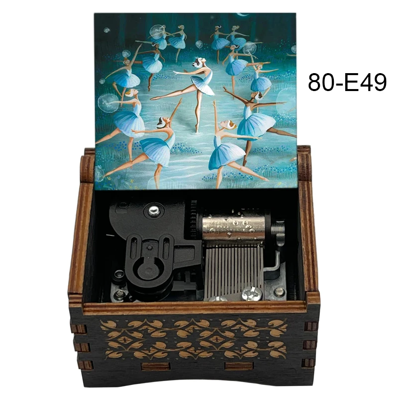 Swan Lake Wooden Music Box Romance Ballerina Dancing Luminous Musical Box for Wedding Valentine's Day Christmas Gift