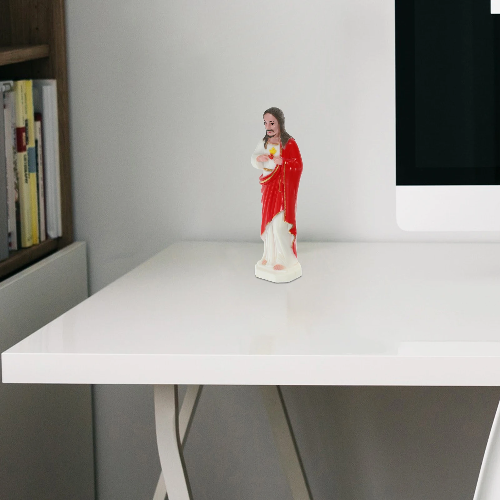 

Jesus Statue Religious Figure Craft Figurine Holy Sculpture Decorations for Church Home Office Realistic Lightweight Reusable