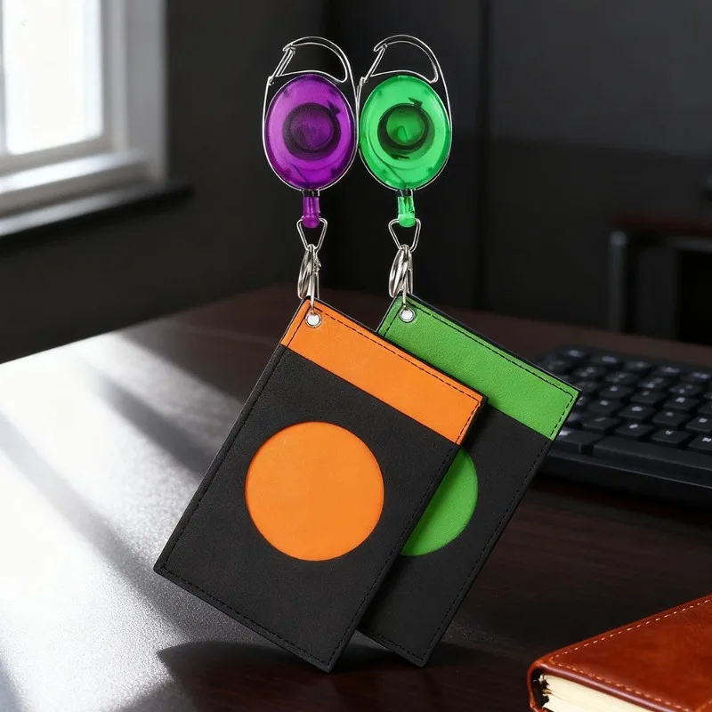 

Выдвижной чехол для удостоверения личности в стиле искусственной кожи, удобный чехол для карт с зажимом для работы и офиса