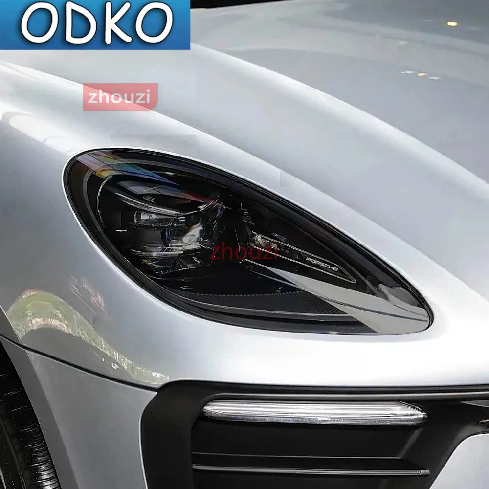 2Pcs TPU For Porsche Macan 2018 2019 2020-2024 Car Headlight Protective Film Smoke Black Tint Wrap Vinyl Transparent Sticker