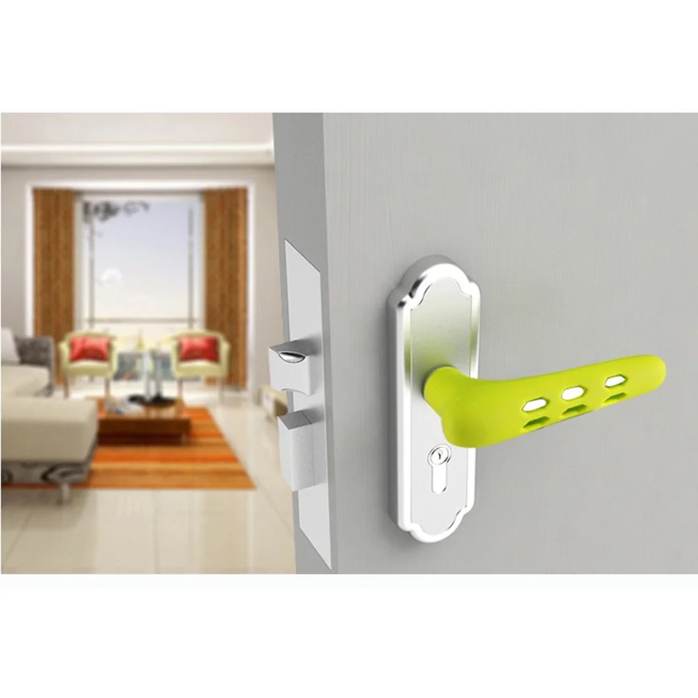 

Silicone Door Handle Cover L Shape Knob Protector Non-Slip Anti-Static Soft Glove for Children Elderly Home Safety Use White