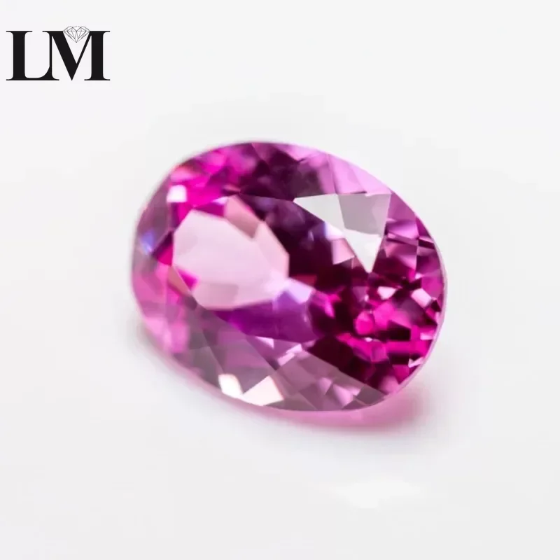 Lab Grown Sapphire Oval Shape Pink Color Charms Gemstone For Diy Jewelry Making Pendant Material Selectable AGL Certificate