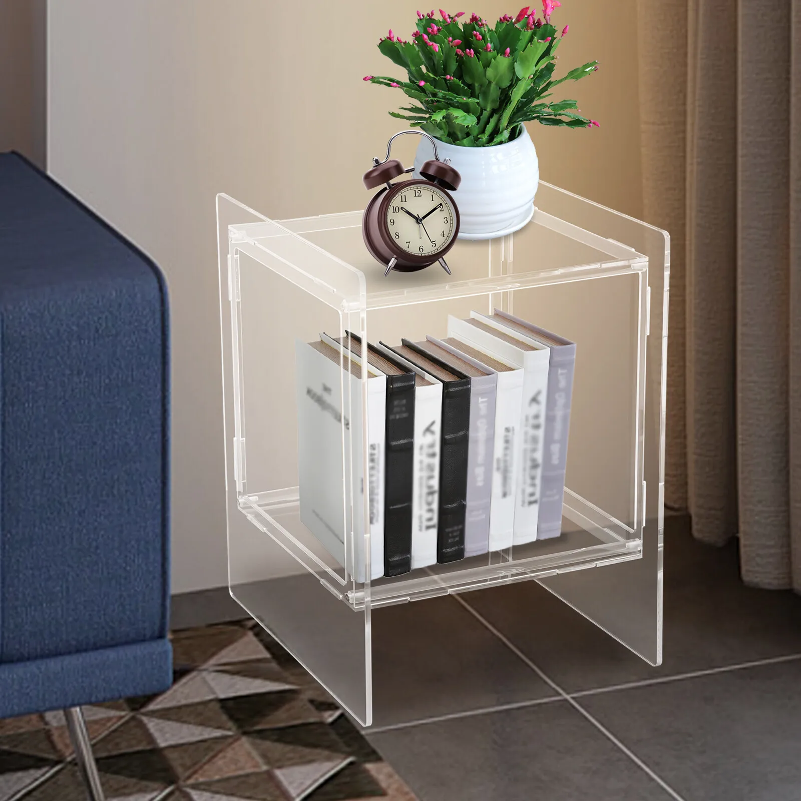 Столы для кафе, прозрачный акриловый приставной столик, торцевой столик для гостиной, прикроватный современный минималистичный дизайн, прочный, 2 шт.