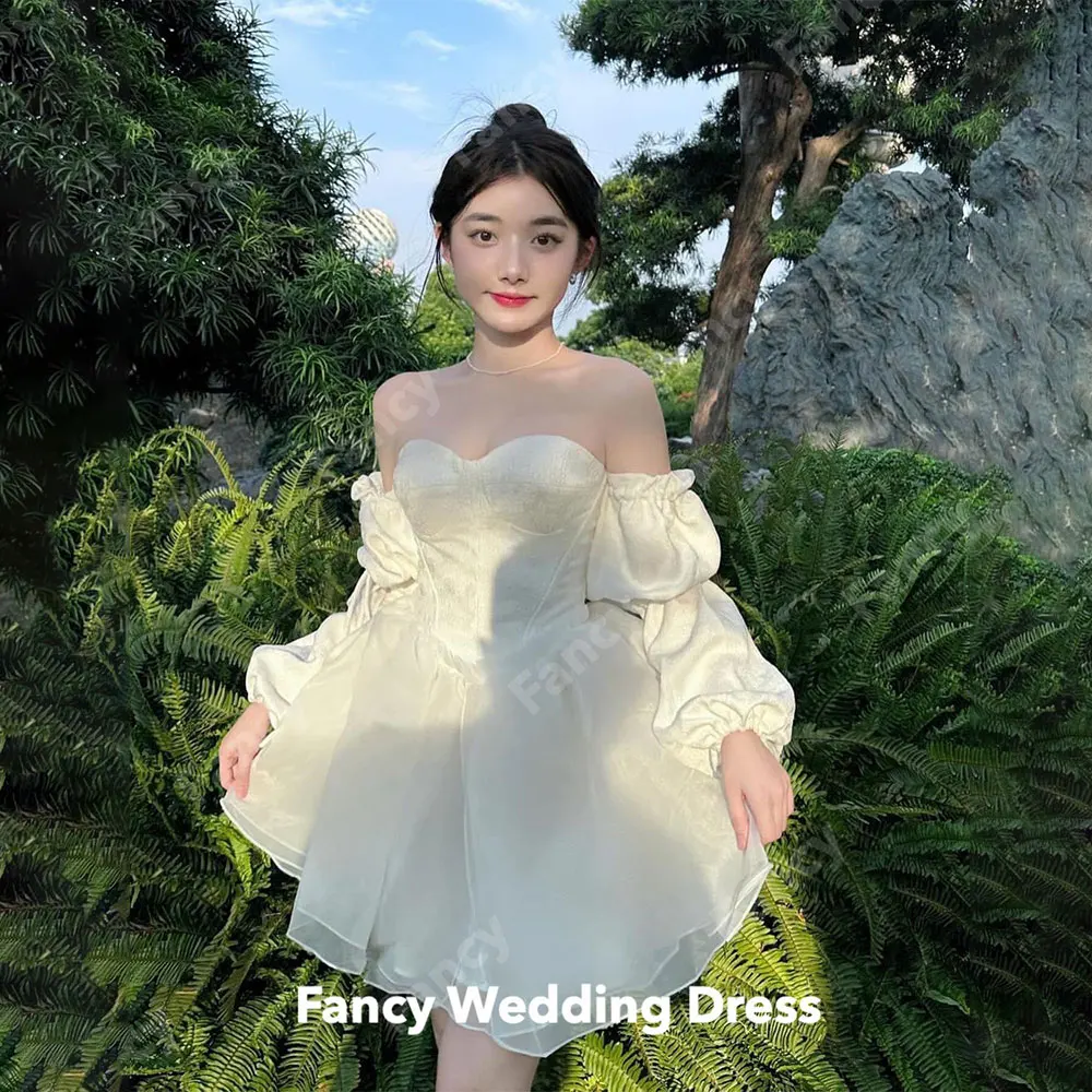 

Fancy Sweet Sweetheart A Line Evening Dress Korea Remove Sleeves Organza Birthday Party Dresses Mini Short Prom Gown Custom Made