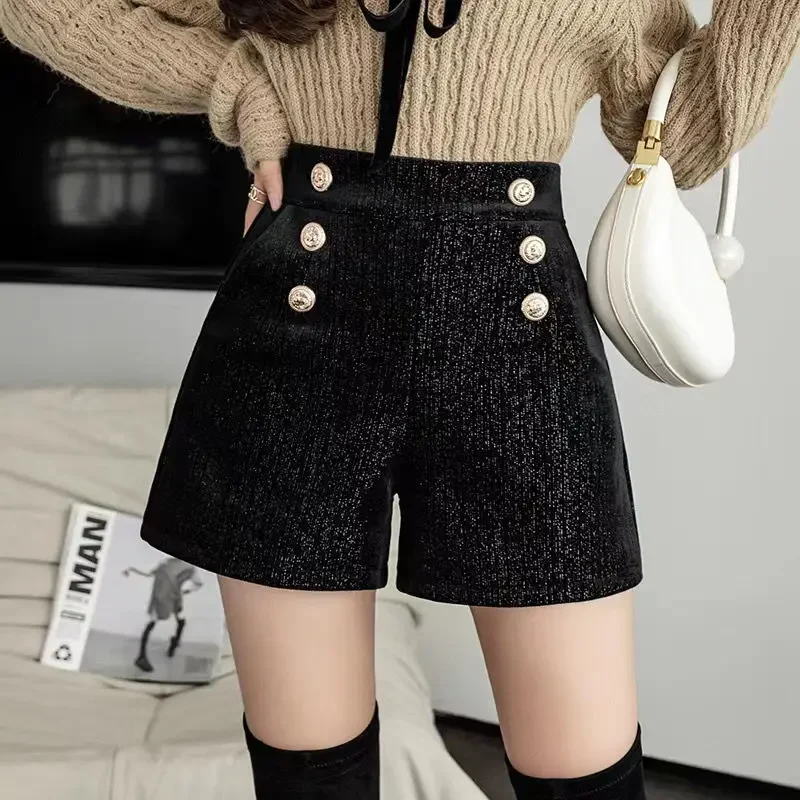 

High Waist Solid Color Buttons Fashion Slim Casual Straight Pants Temperament Autumn Winter Thin Vintage New Women's Clothing