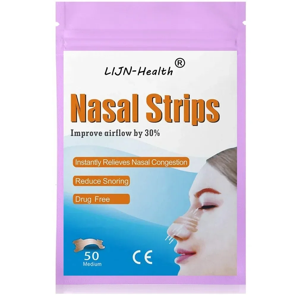 

50 PCS Nasal Strips to Reduce Snoring, Drug-Free Anti-Snore Nose Strips, Works to Improve Sleep Medium(55mm*16mm)