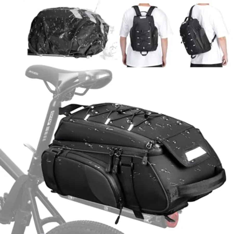 

Bike Bags for Bicycle Rear Rack 15L Waterproof Bike Ebike Trunk Pannier Saddle Bag with Rain Cover Bike Accessories Backpack Sh