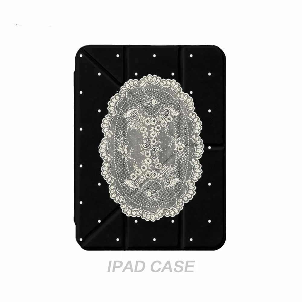 Korean Ins Simple Polka Dot Lace Case 3+Y Fold For Samsung Tab S8 S9 S11 FE Plus S6 lite tablet Case 10S 11 S8 6 lite A 78 Case