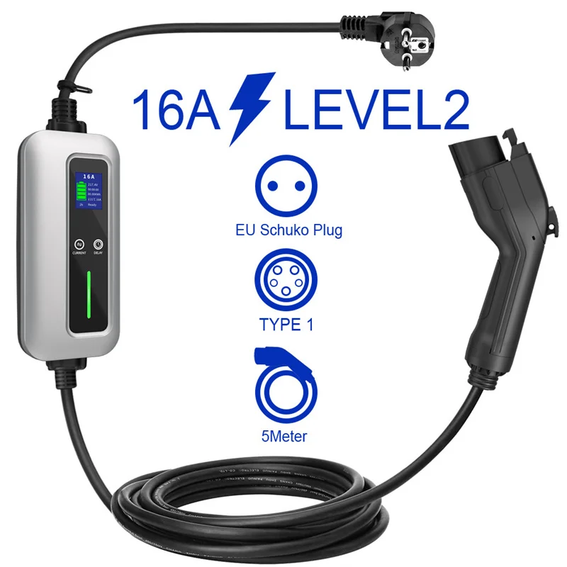 Hot Selling New Energy Electric Vehicle Portable Connector 16A EU Schuko Plug Type1 J1772 CE EV Mini Charging Stations