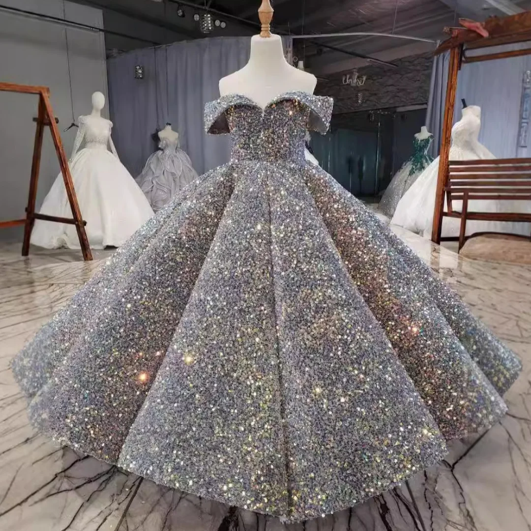 Customized Flower Girl Dress Colorful Sequin Sleeveless For Wedding Birthday Party Banquet Prom Holy Communion Gowns