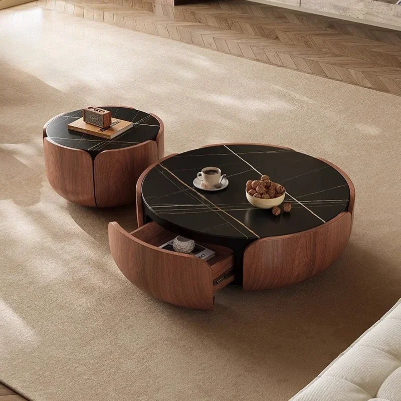 Italian Minimalist Rock Slab Petal Coffee Table