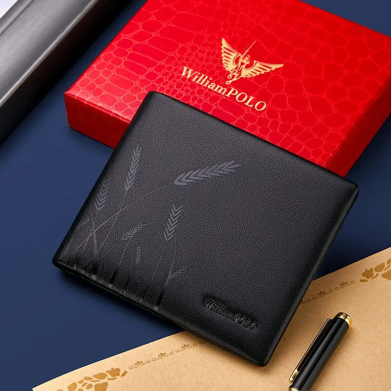 

WILLIAMPOLO Men’s Wallets High Quality Cowhide Card Holder Genuine Leather Men Clutch Wallets Male Passport Cover Purses