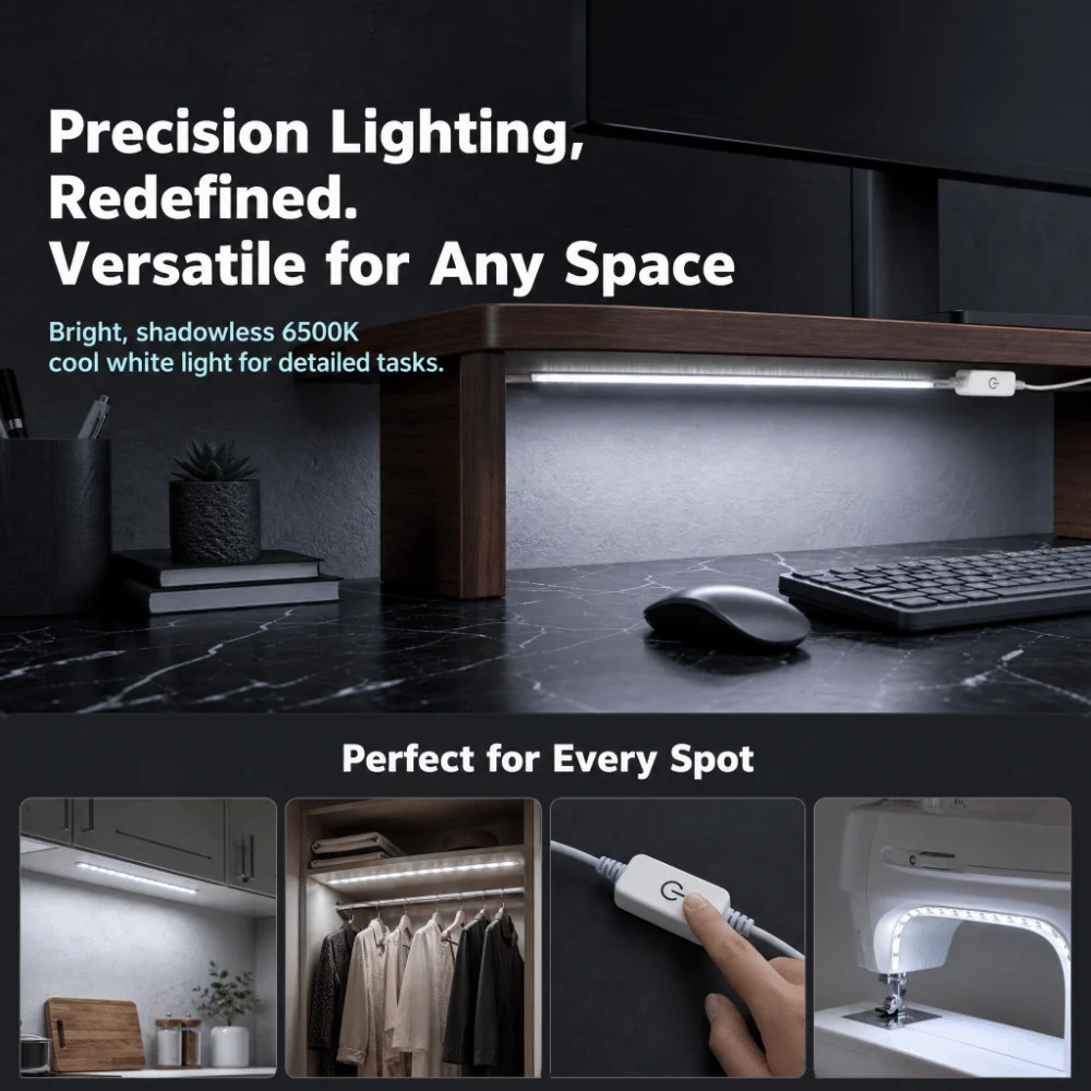 5V Sewing Machine Light 30cm (11.81inch) 6500K Cold White Sewing Light Adhesive Backing USB Powered LED Light Strip