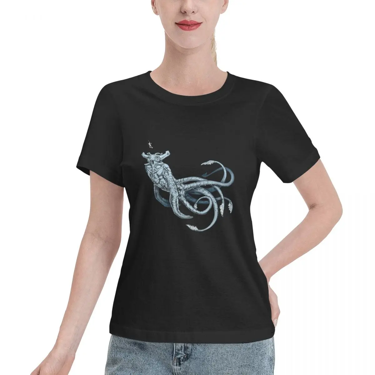 Washable Sea Emperor Transparent Women's T-shirt Fairycore Non Shrink Tshirt