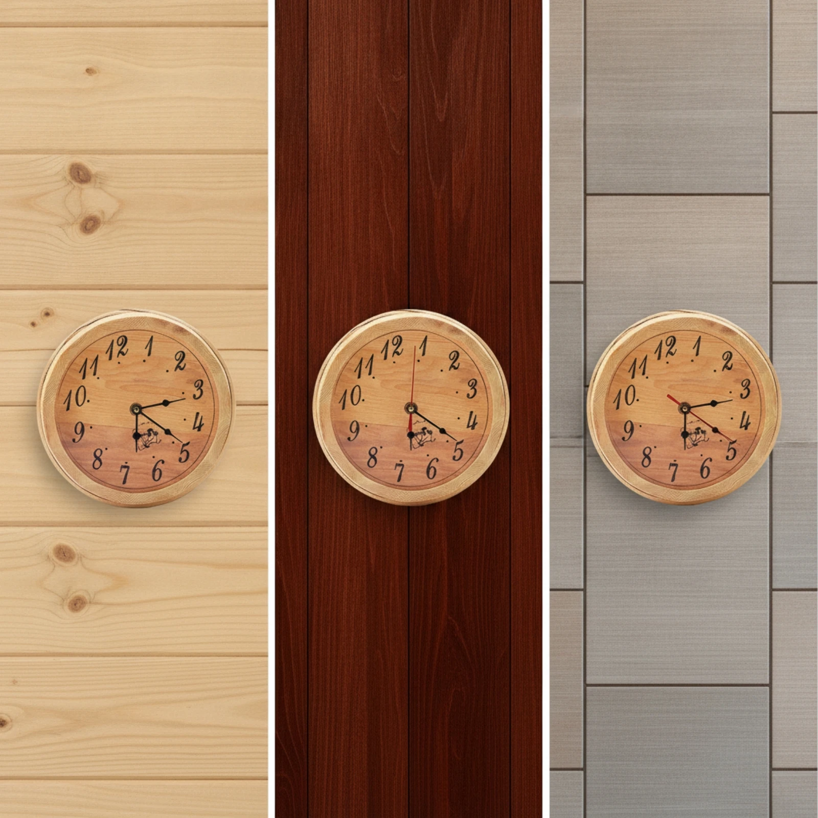 Wooden Sauna Clock Rustic Sauna Clock Analog Easy to Read for Spa Managers