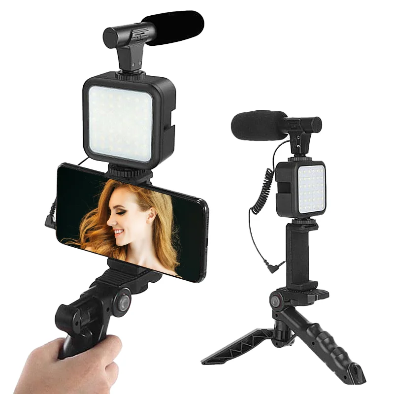 Portable Vlogging Kit Video Making Equipment with Tripod for SLR Camera for iPhone Android Smartphone Tiktok Youtube Photography